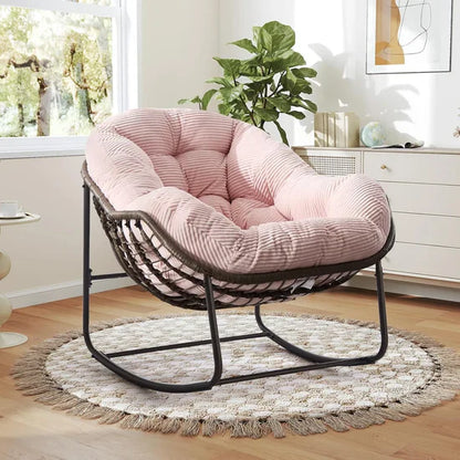 Rocking Papasan Egg Chair – Oversized Wicker Furniture for Indoors & Outdoors, with Ultra-Thick