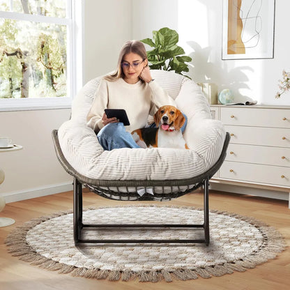 Rocking Papasan Egg Chair – Oversized Wicker Furniture for Indoors & Outdoors, with Ultra-Thick