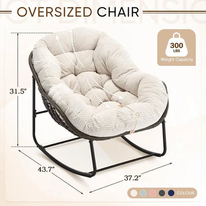 Rocking Papasan Egg Chair – Oversized Wicker Furniture for Indoors & Outdoors, with Ultra-Thick