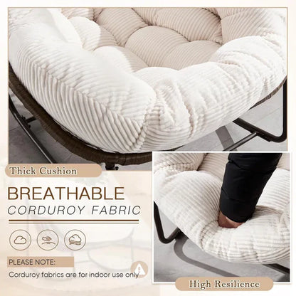 Rocking Papasan Egg Chair – Oversized Wicker Furniture for Indoors & Outdoors, with Ultra-Thick